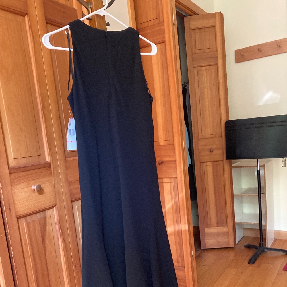 Black sleeveless below knee dress size 10